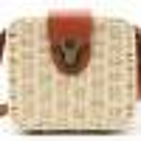 Vierkant stro tasje met leer