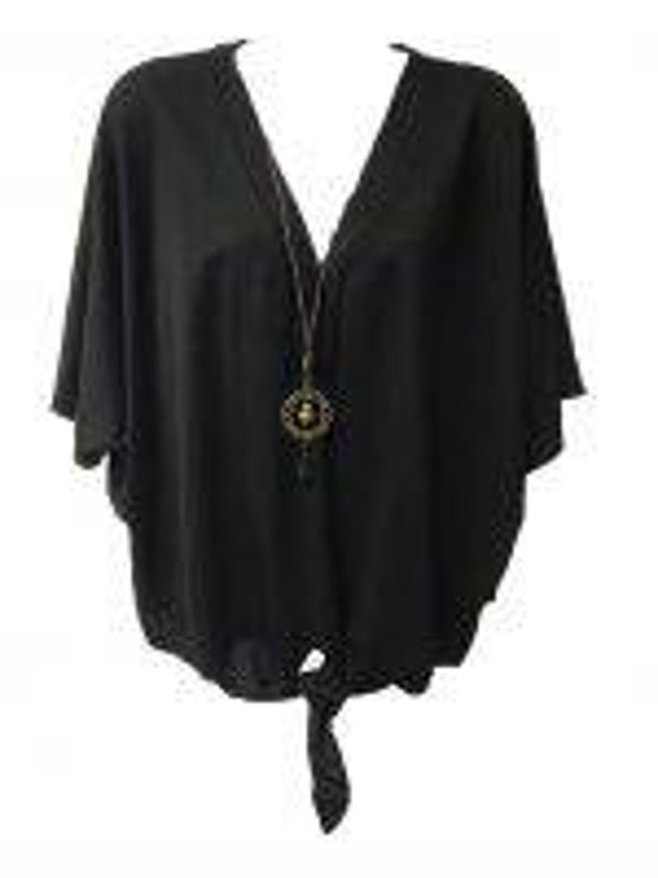V-Hals top met ketting zwart