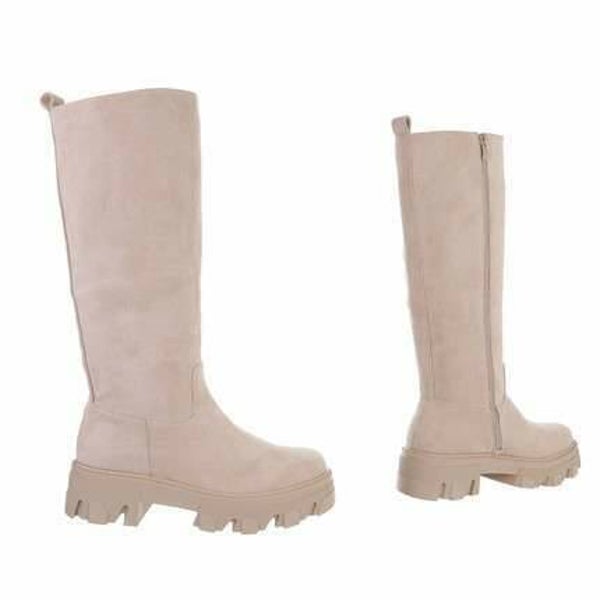 Vegan Leather Boots Beige