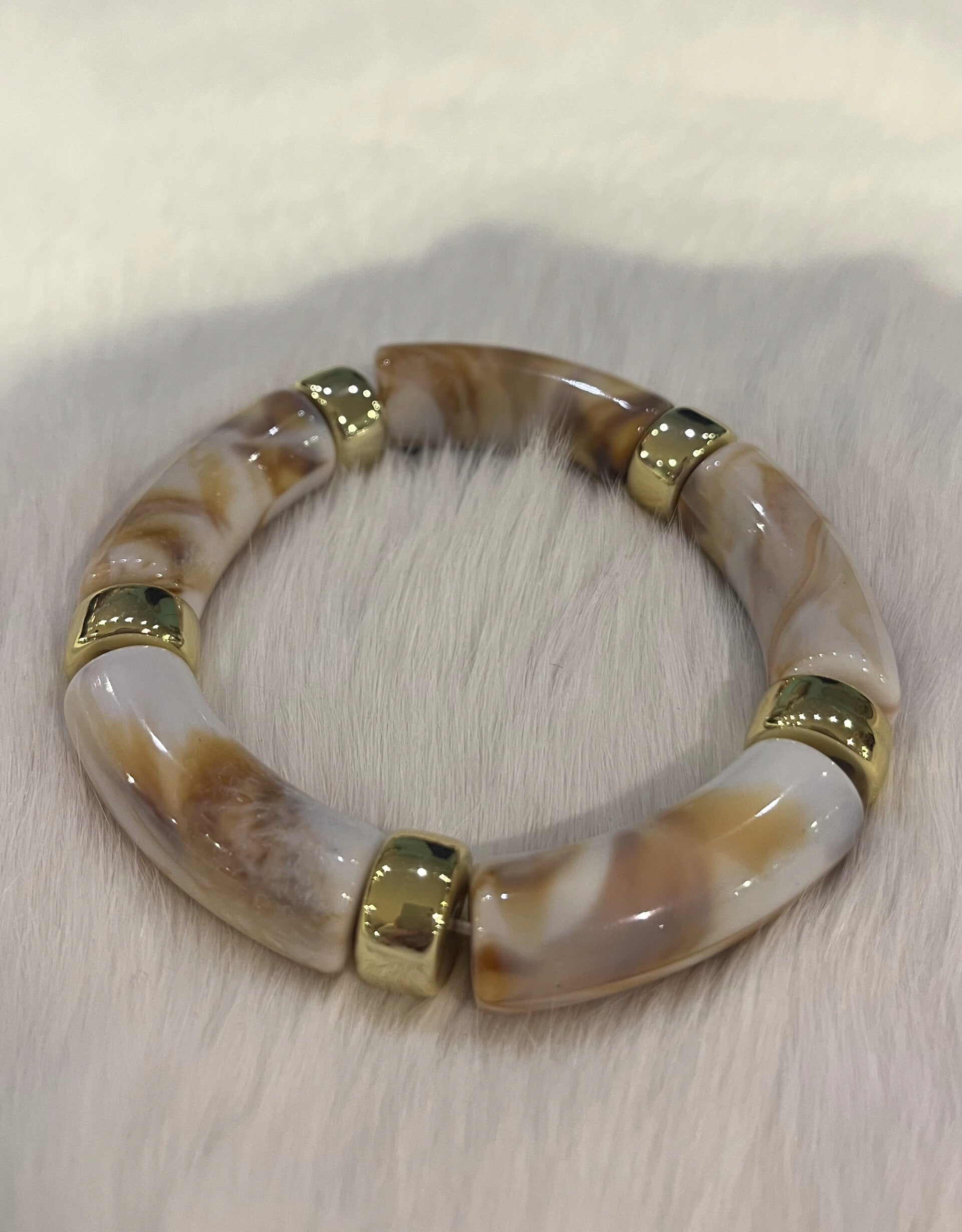 Statement Kralen armband - Zand