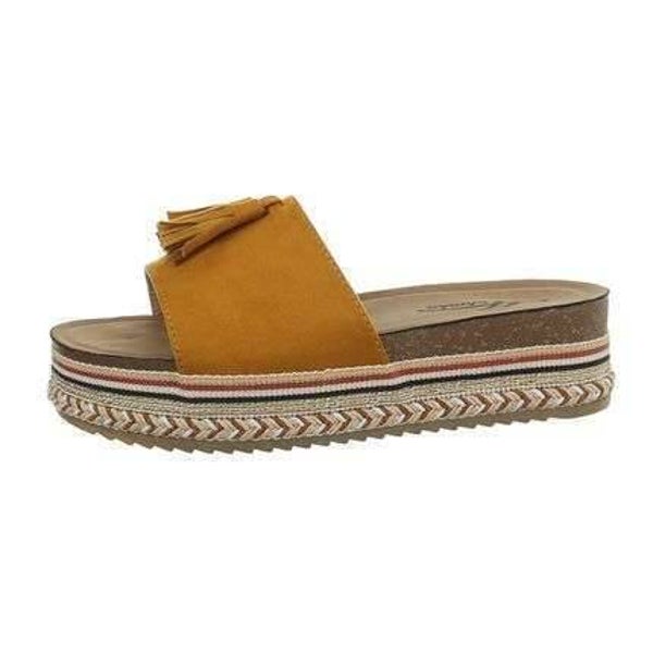 Slipper bewerkte zool geel