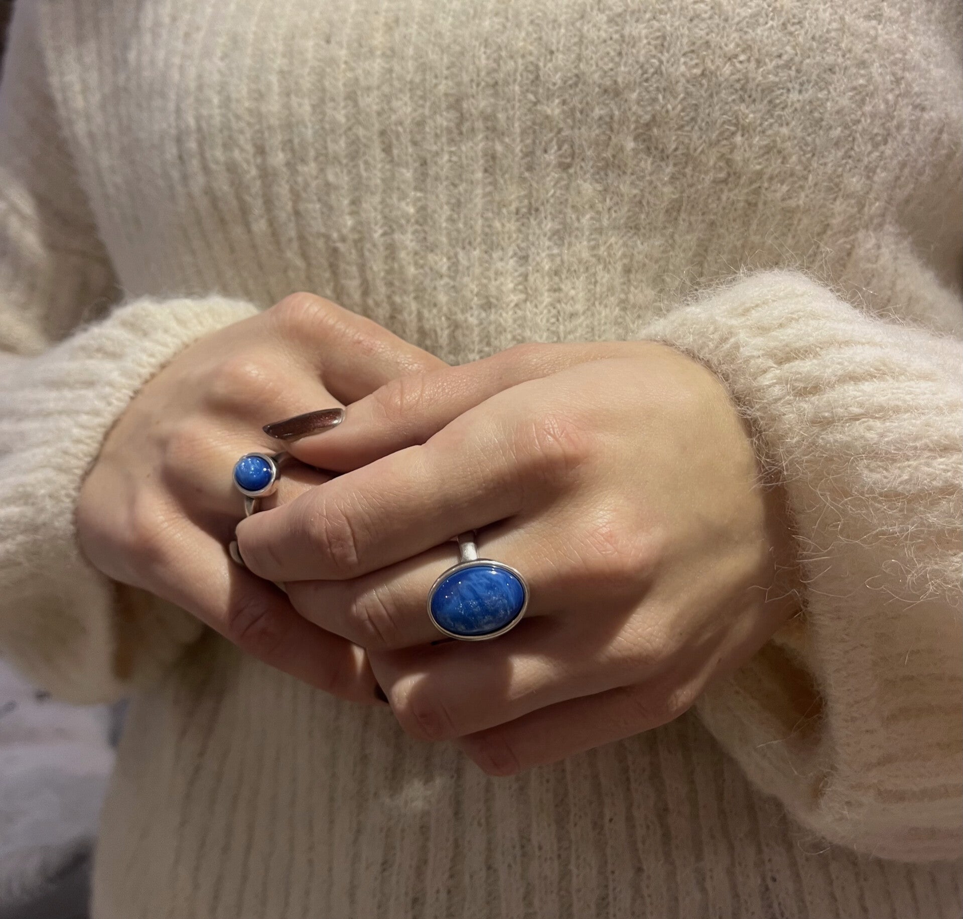 Zilveren ring Qoss - Blauw