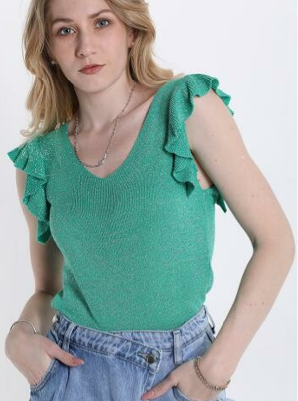Lurex volant Top groen