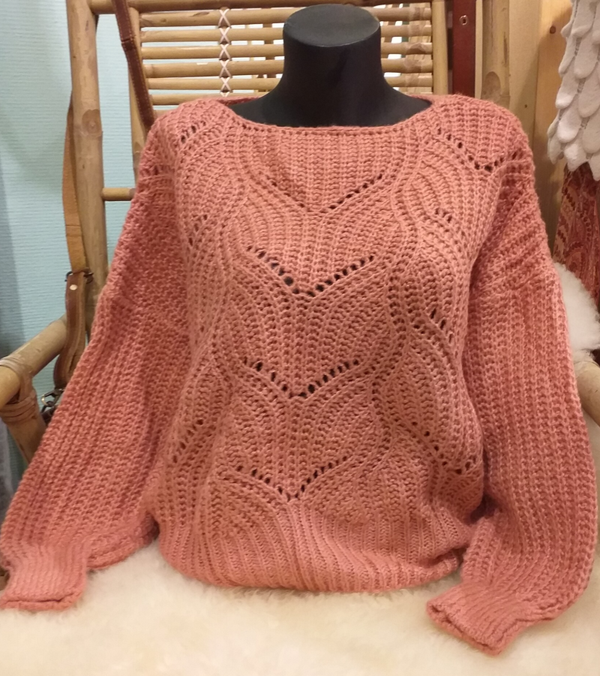 Kabeltruitje roest/roze