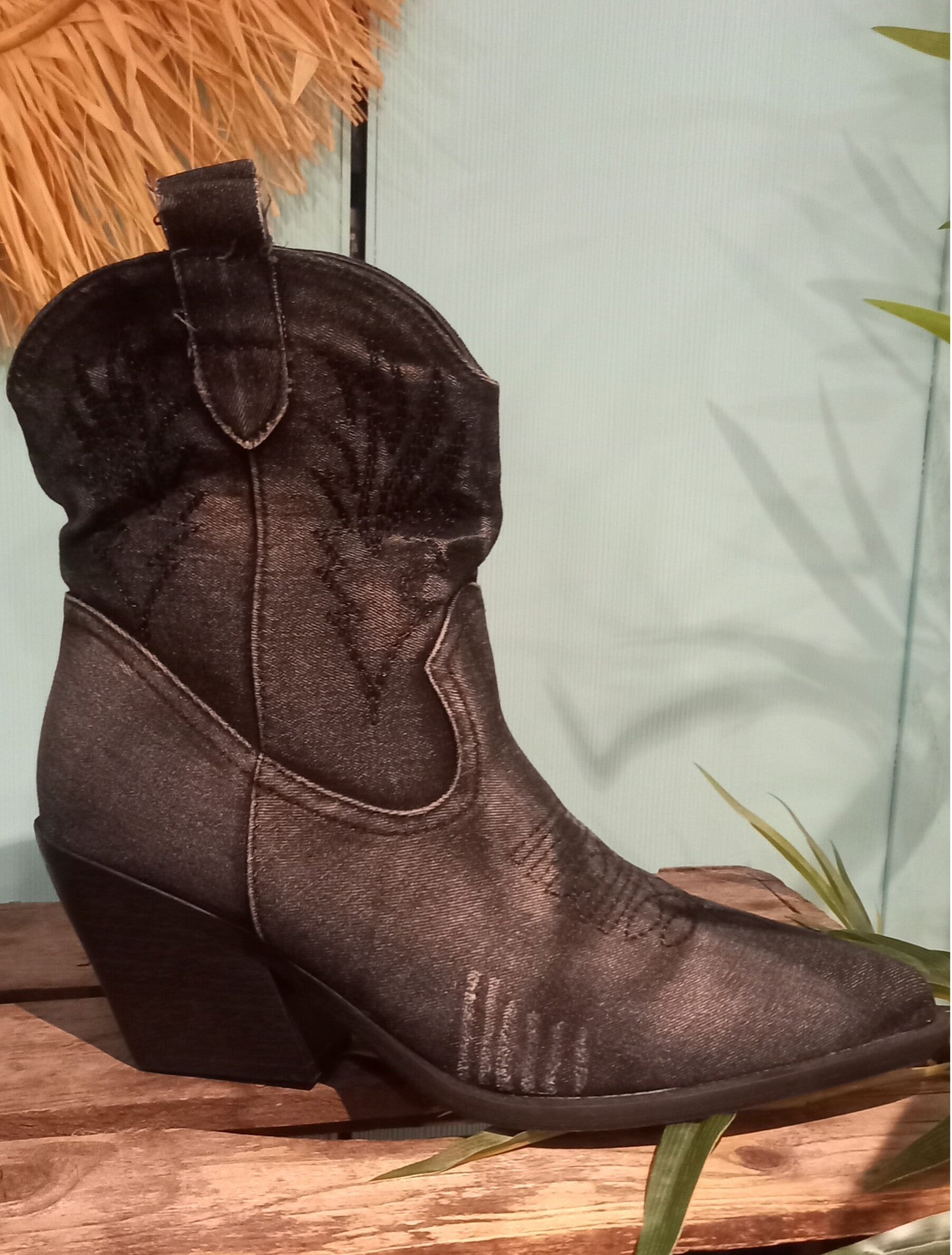 Enkellaars Jeans -zwart