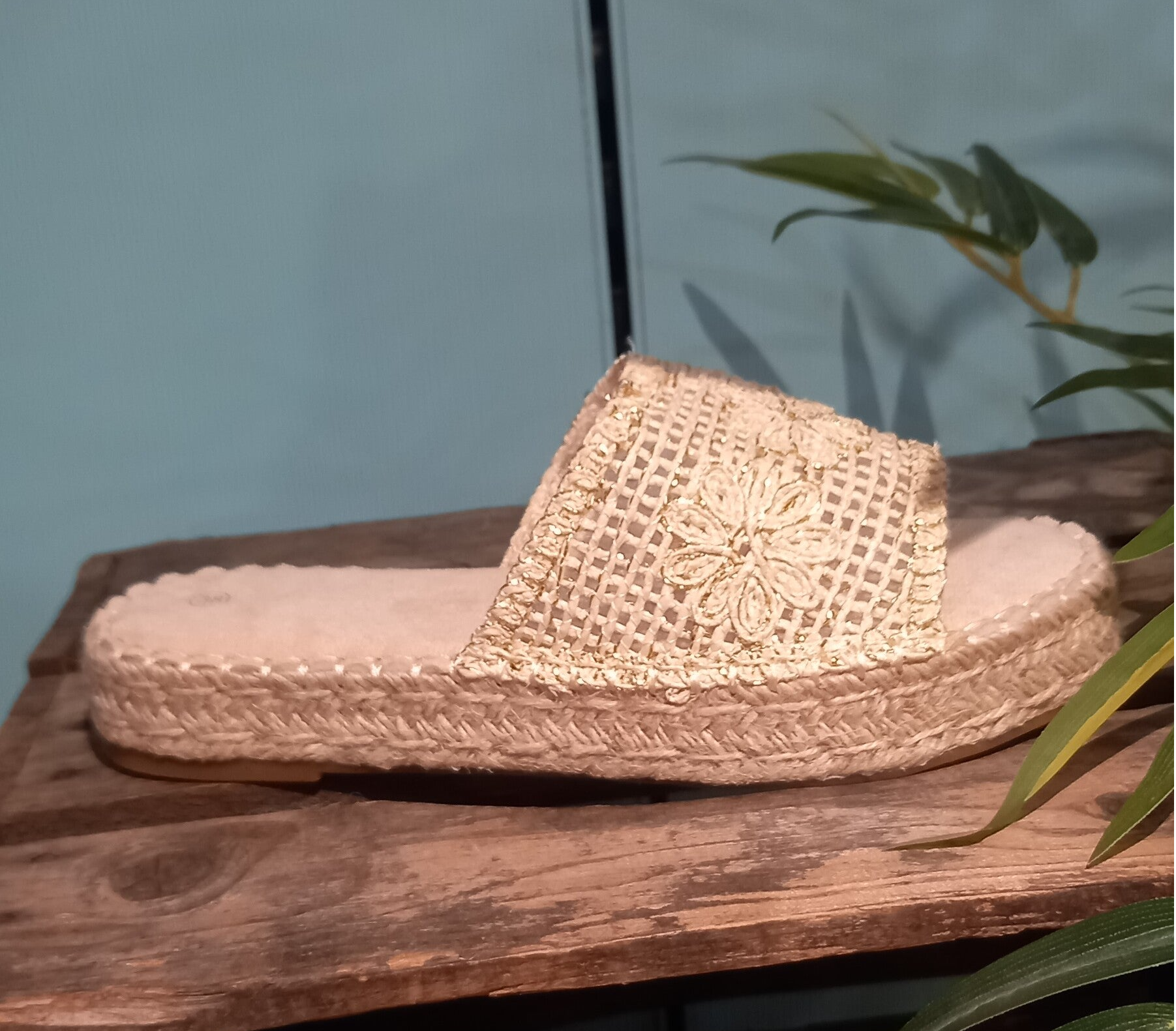 Slipper Bloem - Beige