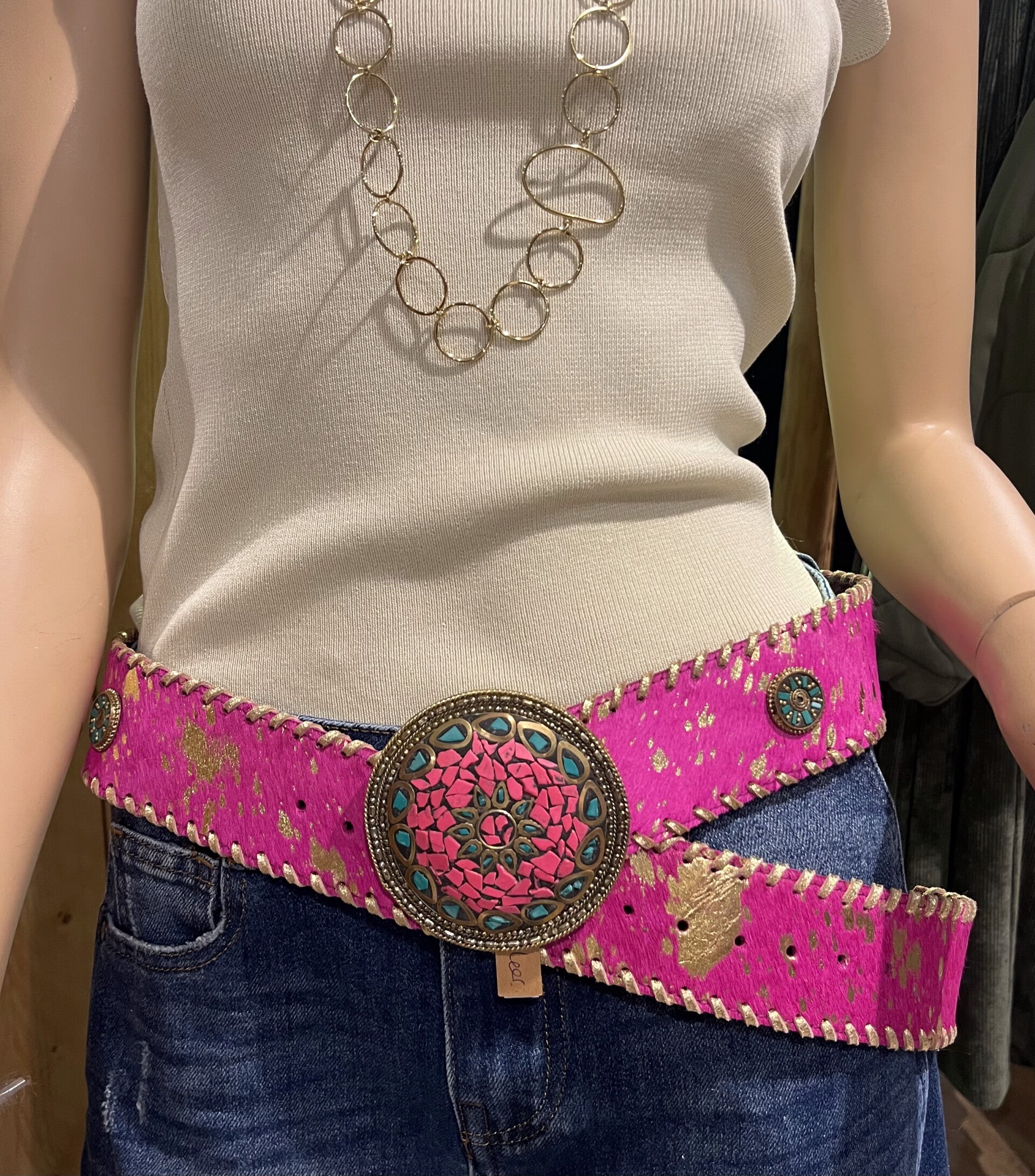 Leren riem Wild - Fuchsia