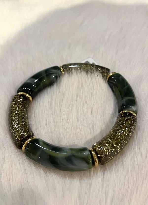 Statement Kralen armband - Groen & Glitter