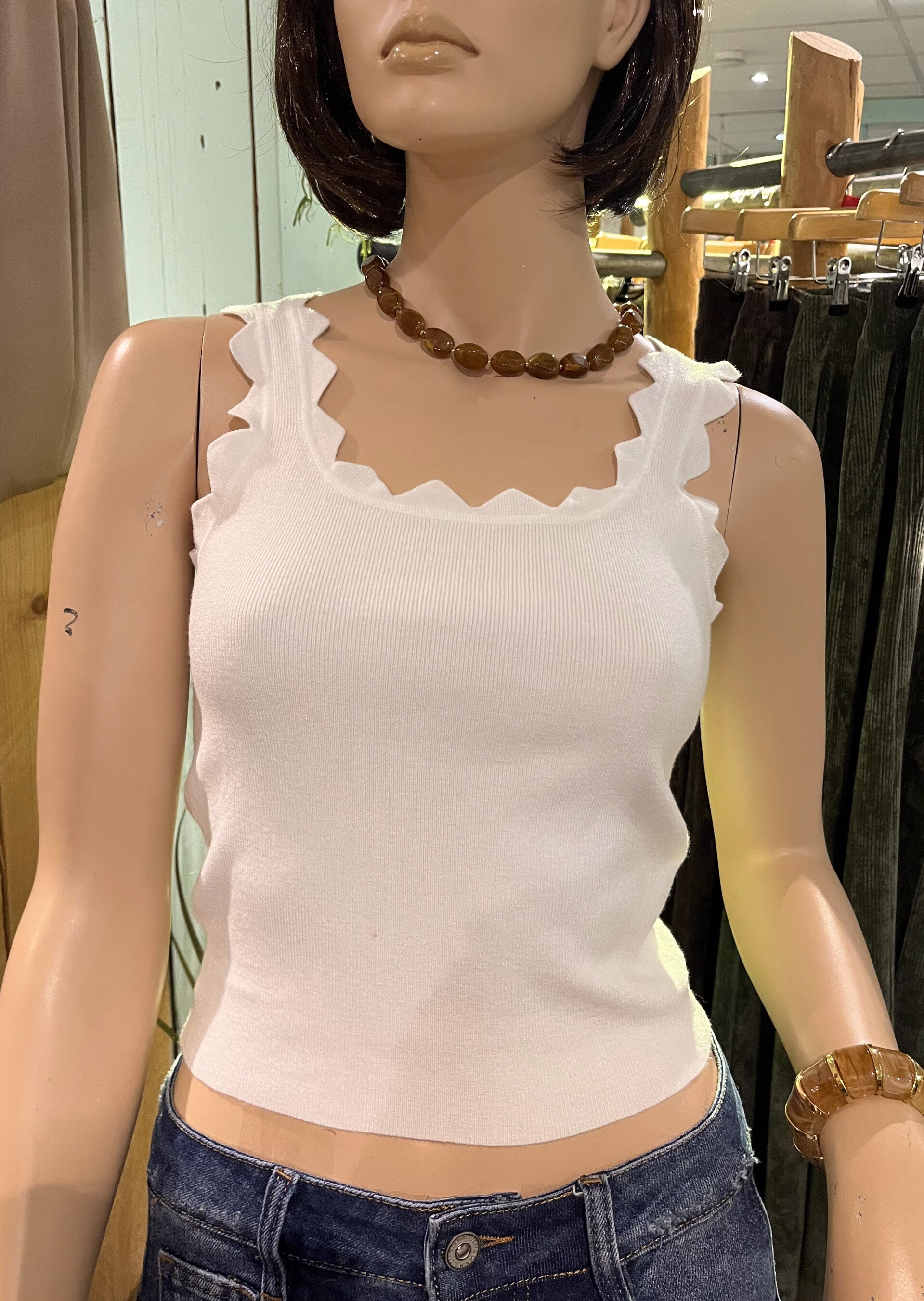 Schulp Crop Top - Wit