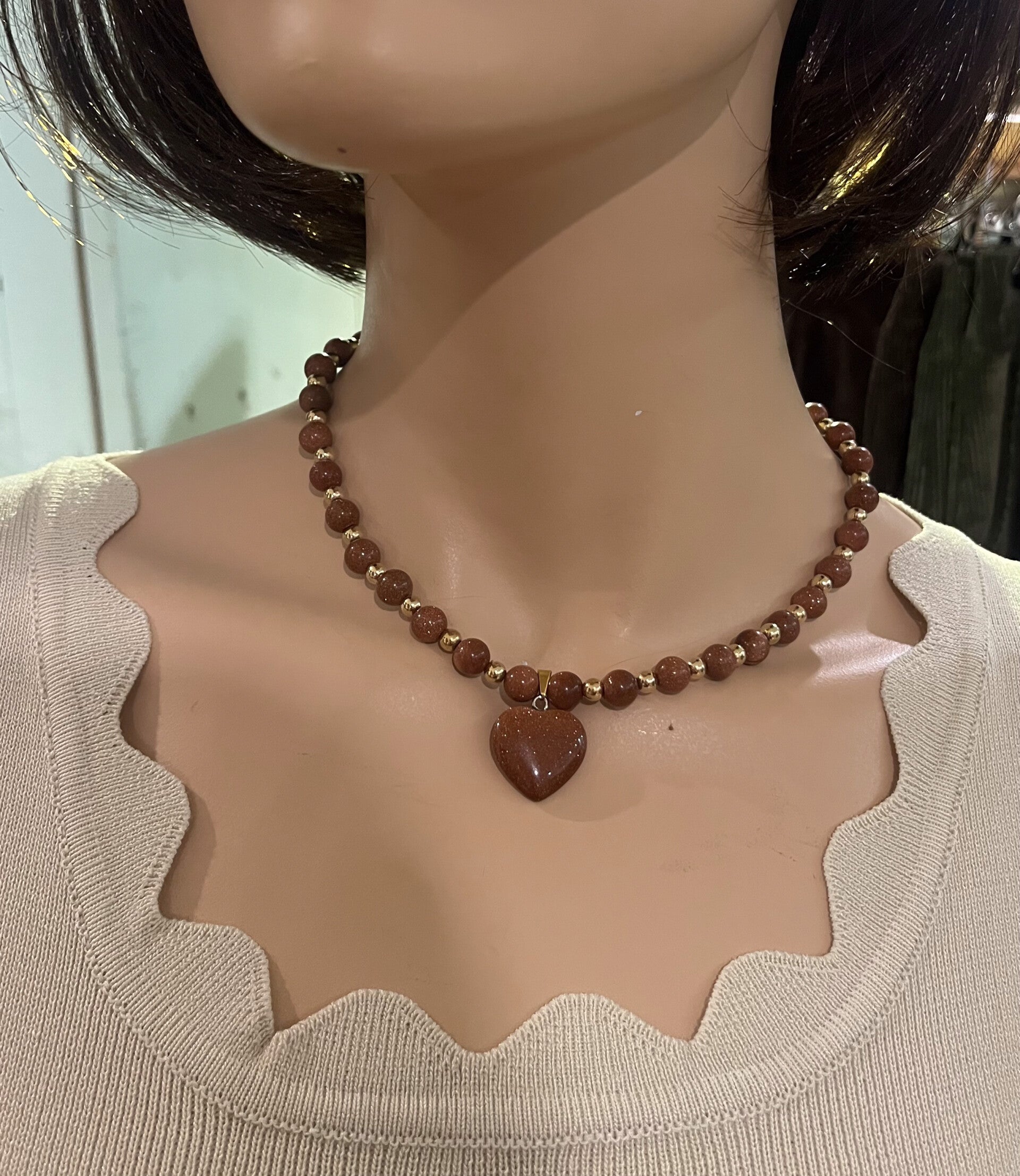 Harten Kralen Ketting - Camel