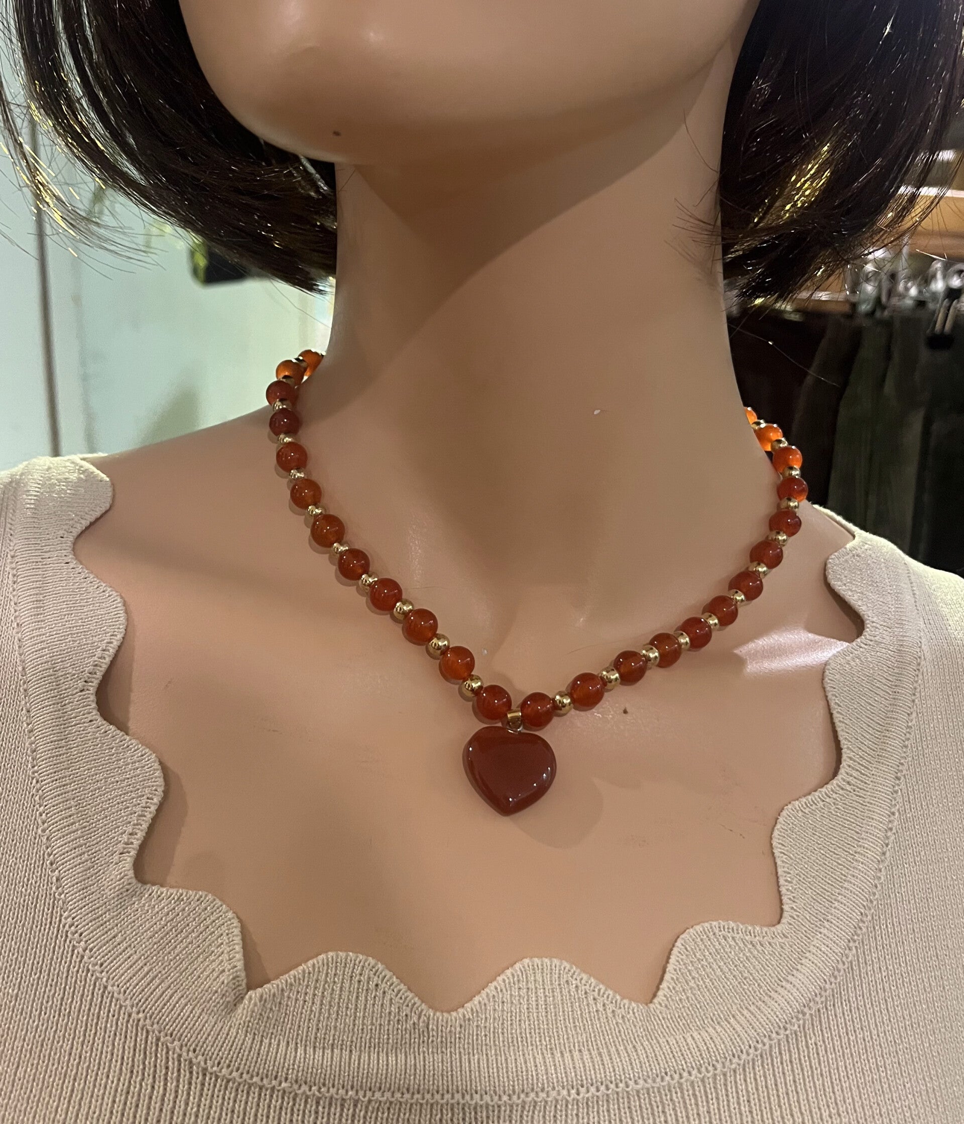 Harten Kralen Ketting - Oranje