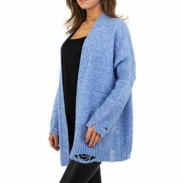 Damaged Cardigan blauw