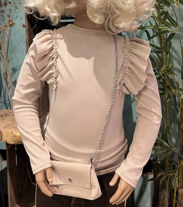 Roezel top met tasje - Beige