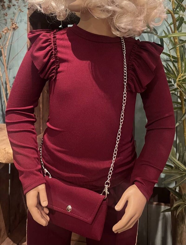 Roezel top met tasje - Bordeaux