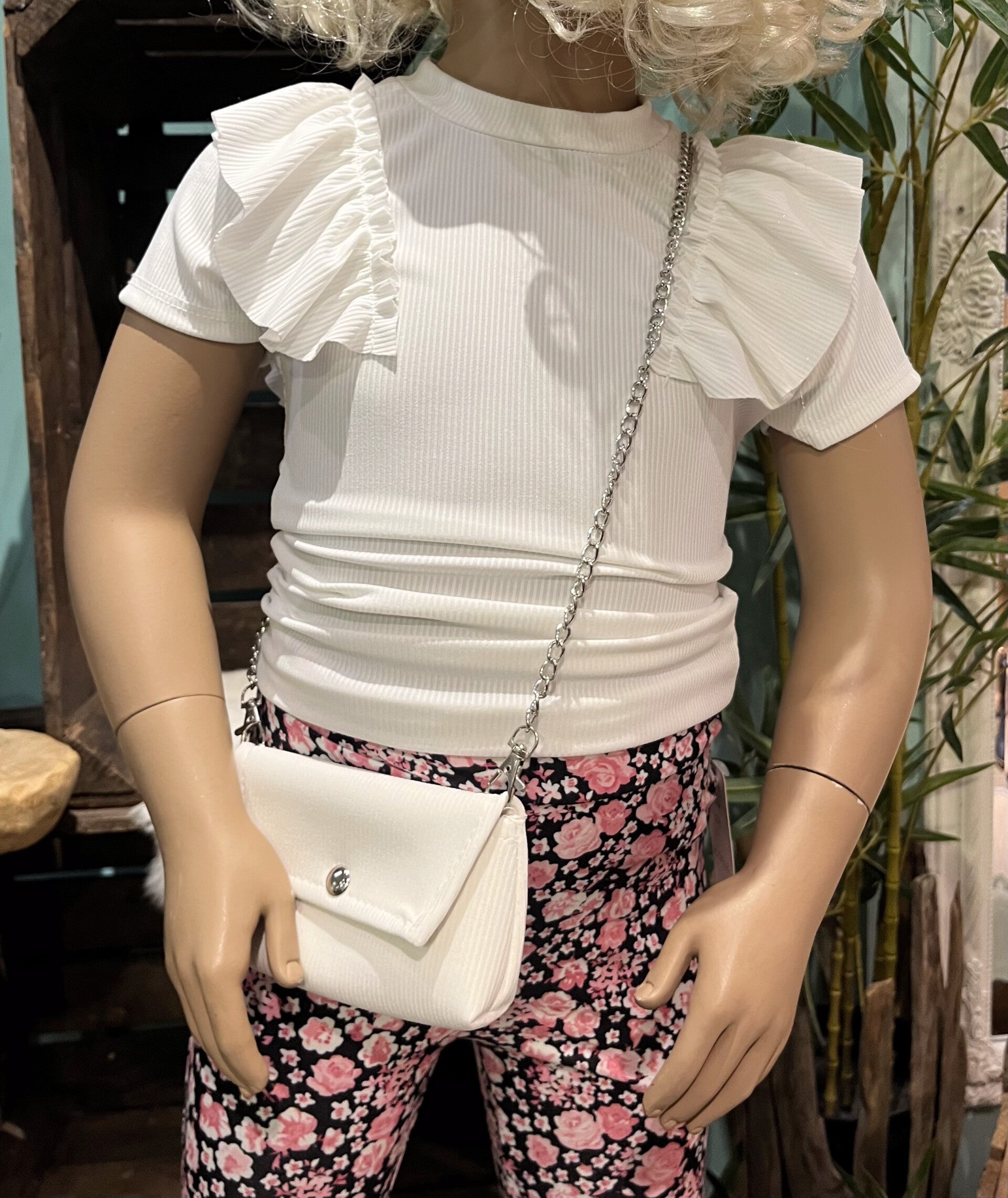 Roezel top met tasje - Wit