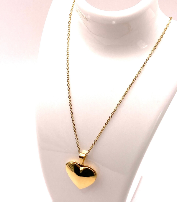 Herz-Medaillon- Halskette mit 18k IP-vergoldetem Chirurgischem Edelstahl