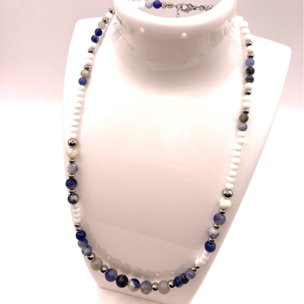 Halskette mit Sodalith & Edelstahl