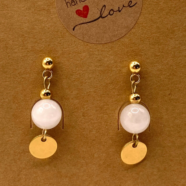 Ohrringe mit Weißer Jade & 18k IP-vergoldetem Edelstahl