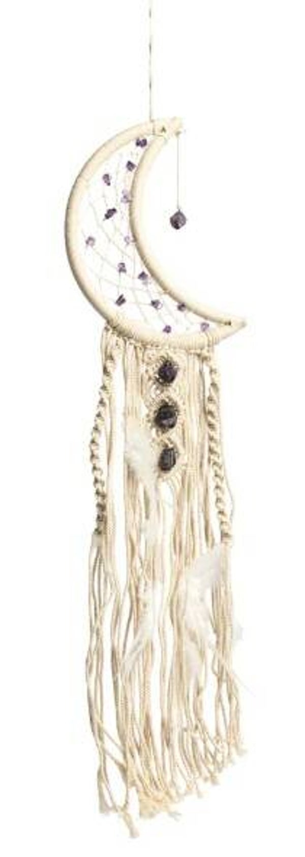Macramé maan hanger met amethist