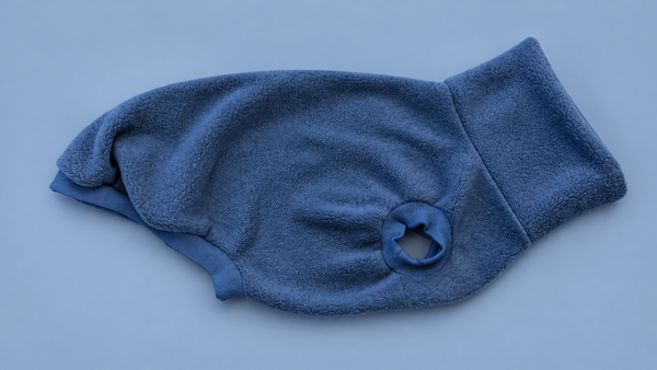 Polarfleece Jumper Jeansblau, für Windhunde mit Rückenlänge zwischen 37-40 cm