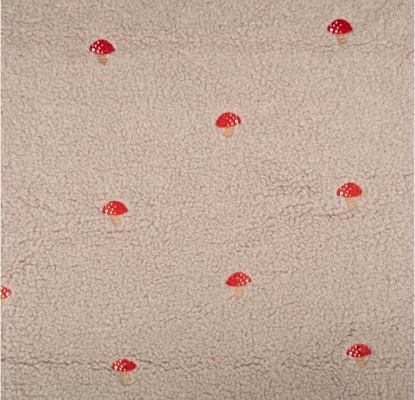 Teddy-Jumper mit gestickten Pilzen, cappuccino