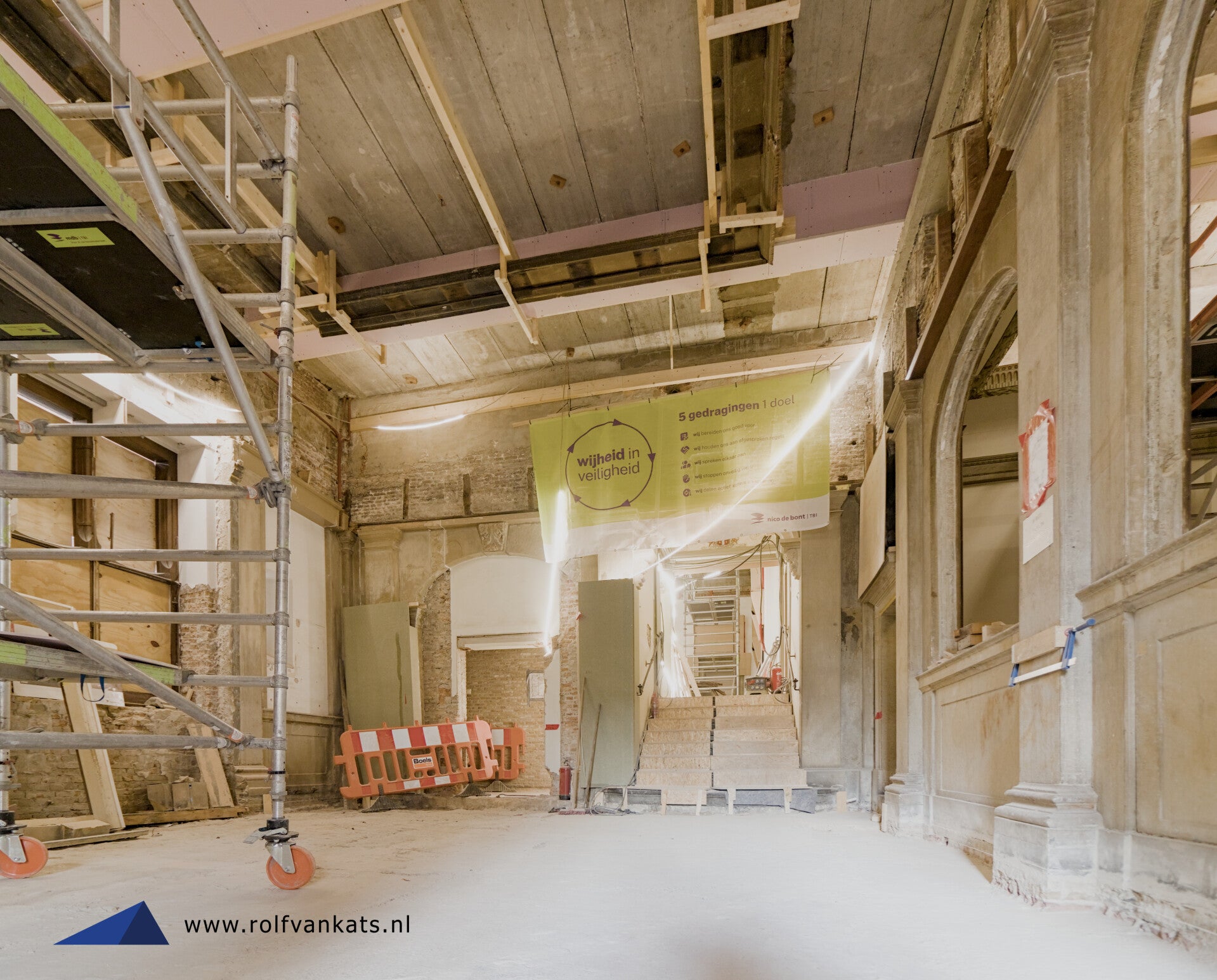 Interieur stadhuis Gouda tijdens verbouwing