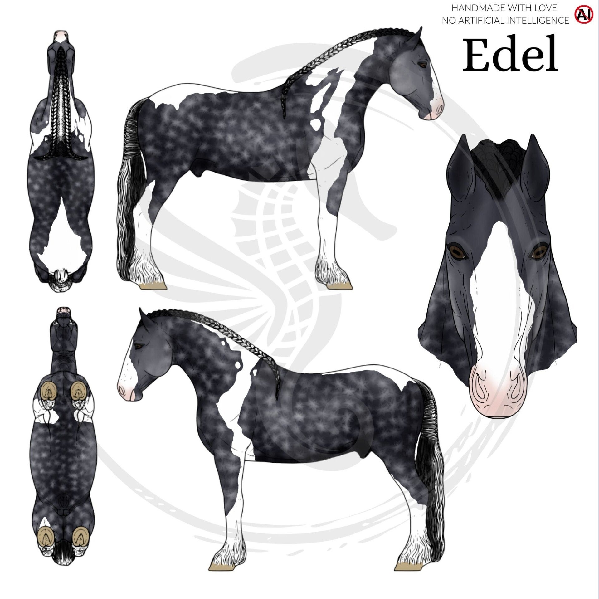 PO // Edel (braided mane) - Dark Dapple Grey Tobiano