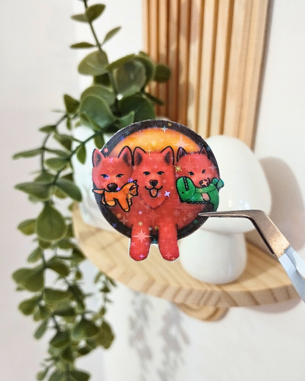Sticker Holographique Cerbère Adorable