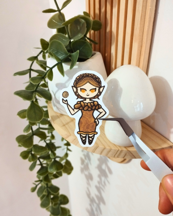 Sticker Cinnamon girl chibi – fille cannelle et sa brioche – sticker gourmand 5,5 x 3,5 cm