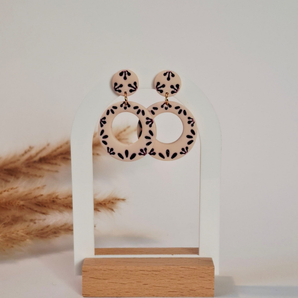 Hanger - Beige/Donkerpaars Bloemen