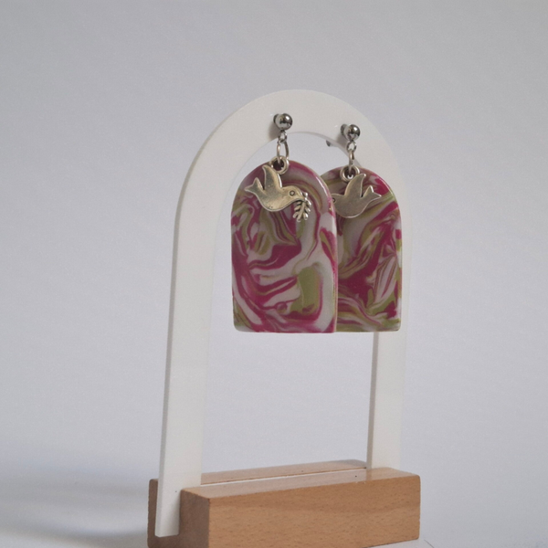 Hanger - Groen/Roze/Wit met zilver duifje