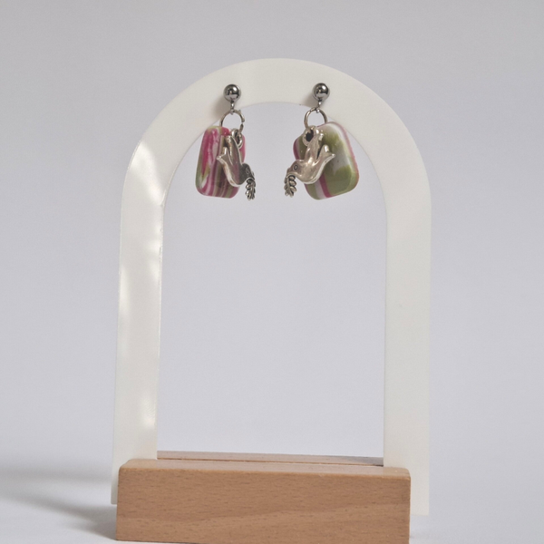 Hanger - Roze/Groen/Wit met zilver duifje