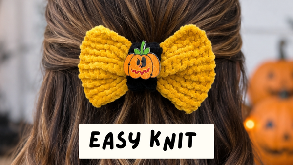 FREE PDF Pattern 🧙🎀Witching Hour Hair Bow 🎃 Easy Knit