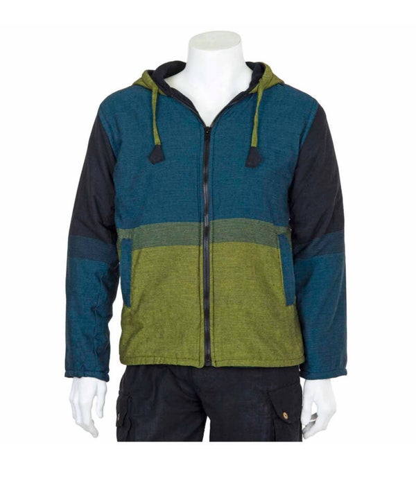 Mens Blue/Green Fleece Lined Jacket  MEDIUM