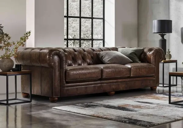 4 Seater Leather Chesterfield Sofa