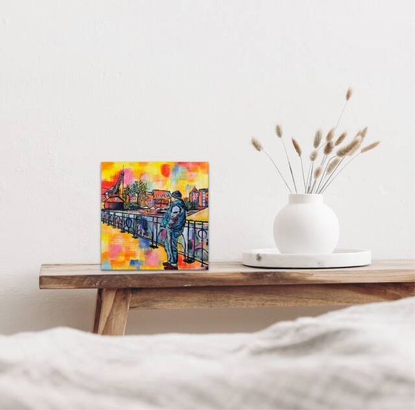 Kunstdruck - Die schönste Stadt der Welt, 12 x 12 cm auf Leinwand