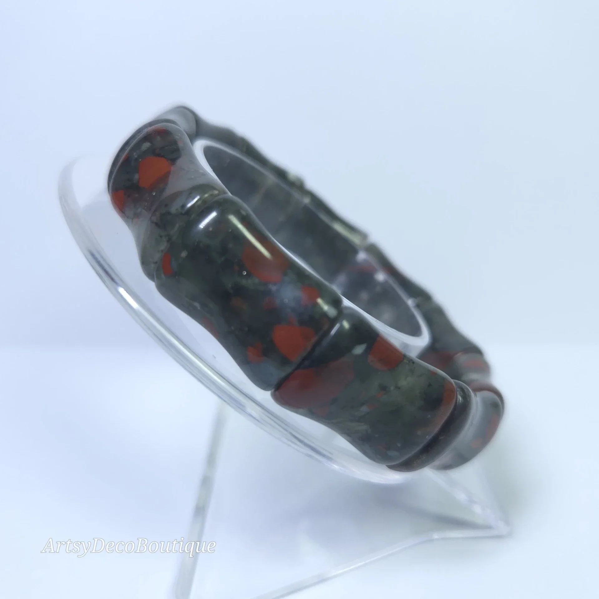 Bloedsteen bamboekraal armband