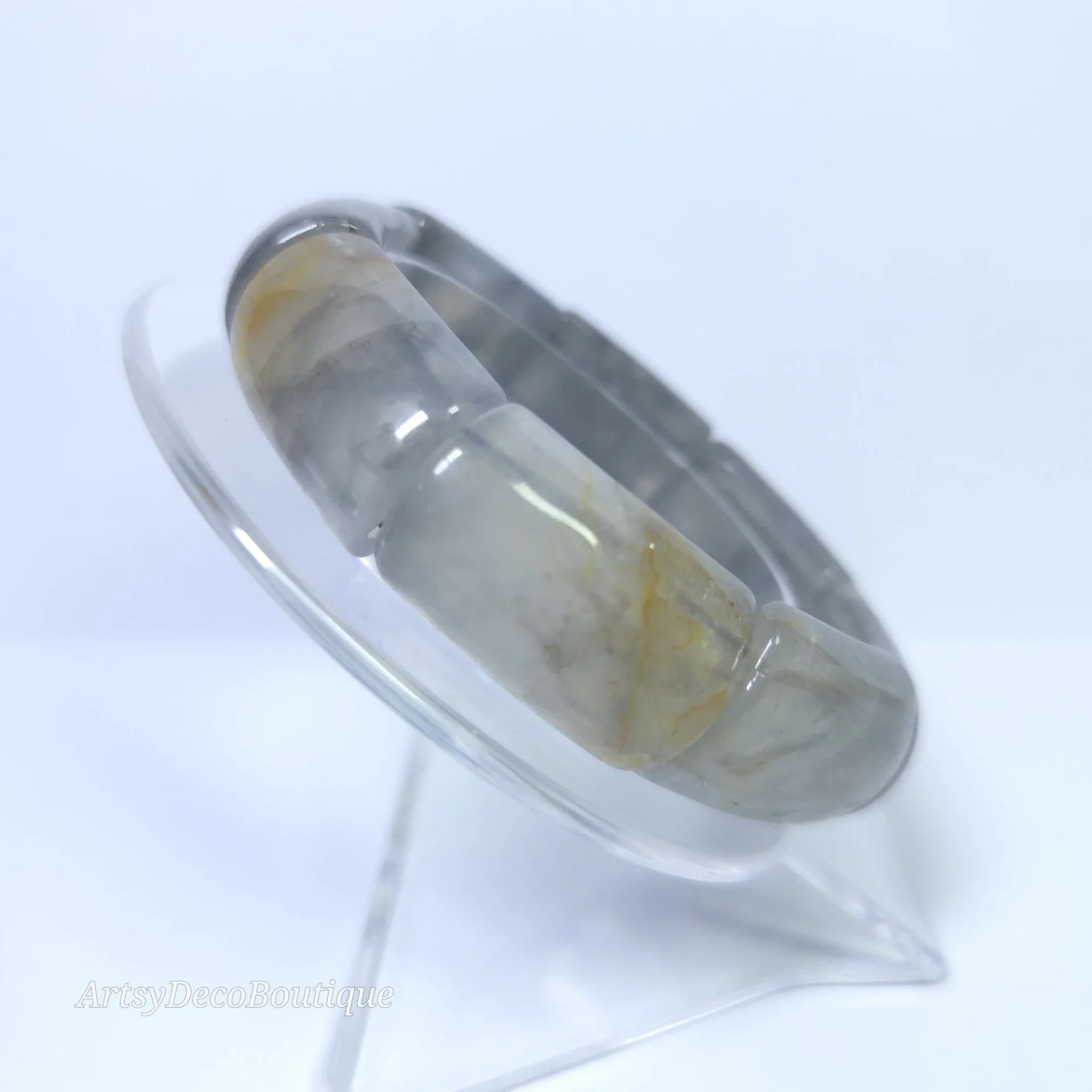 Grijze Agaat brede armband