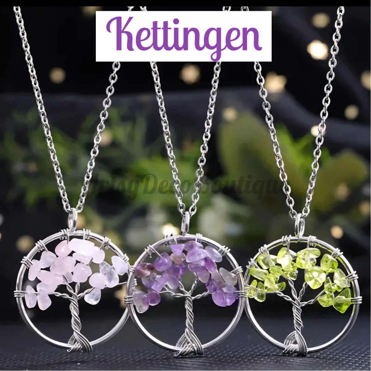 Kristallen kettingen met edelsteenhangers en fijne schakels ~ draagbare energie dichtbij het hart, stijlvol én betekenisvol