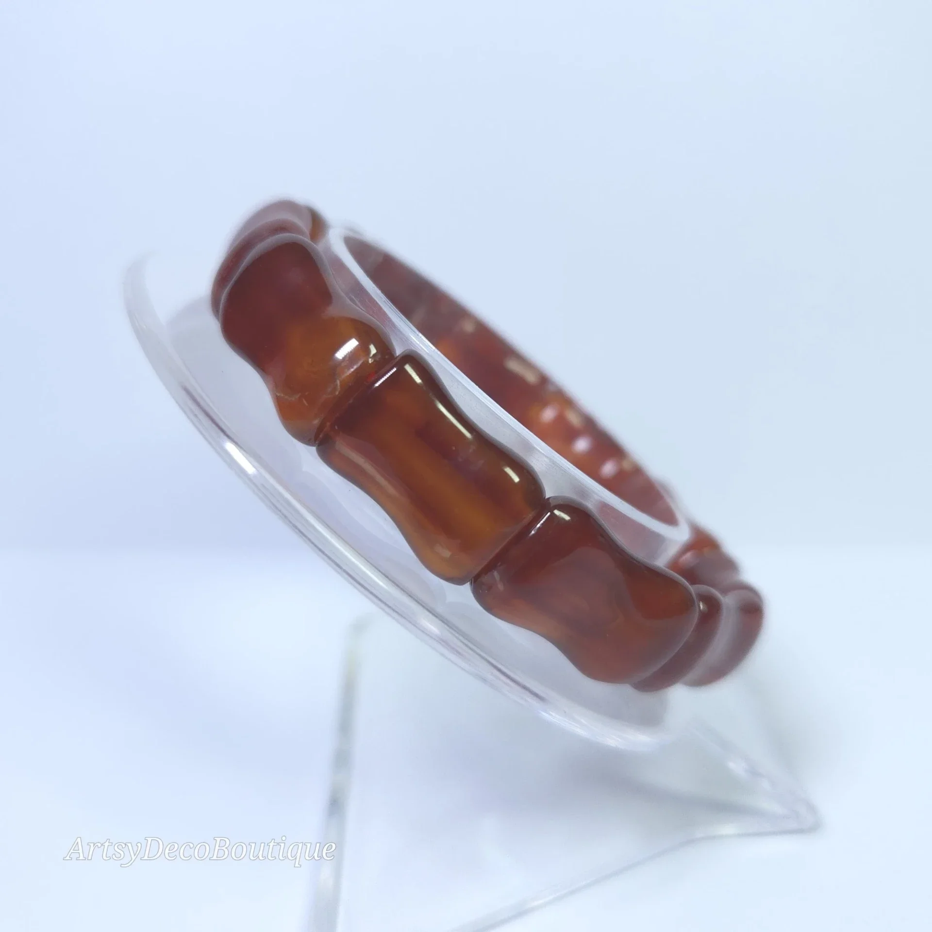 Rode Agaat bamboekraal armband