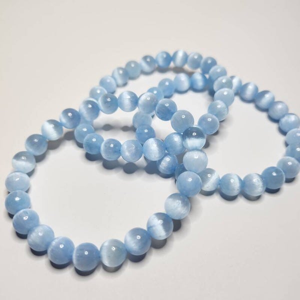 Seleniet blauw kogelarmband