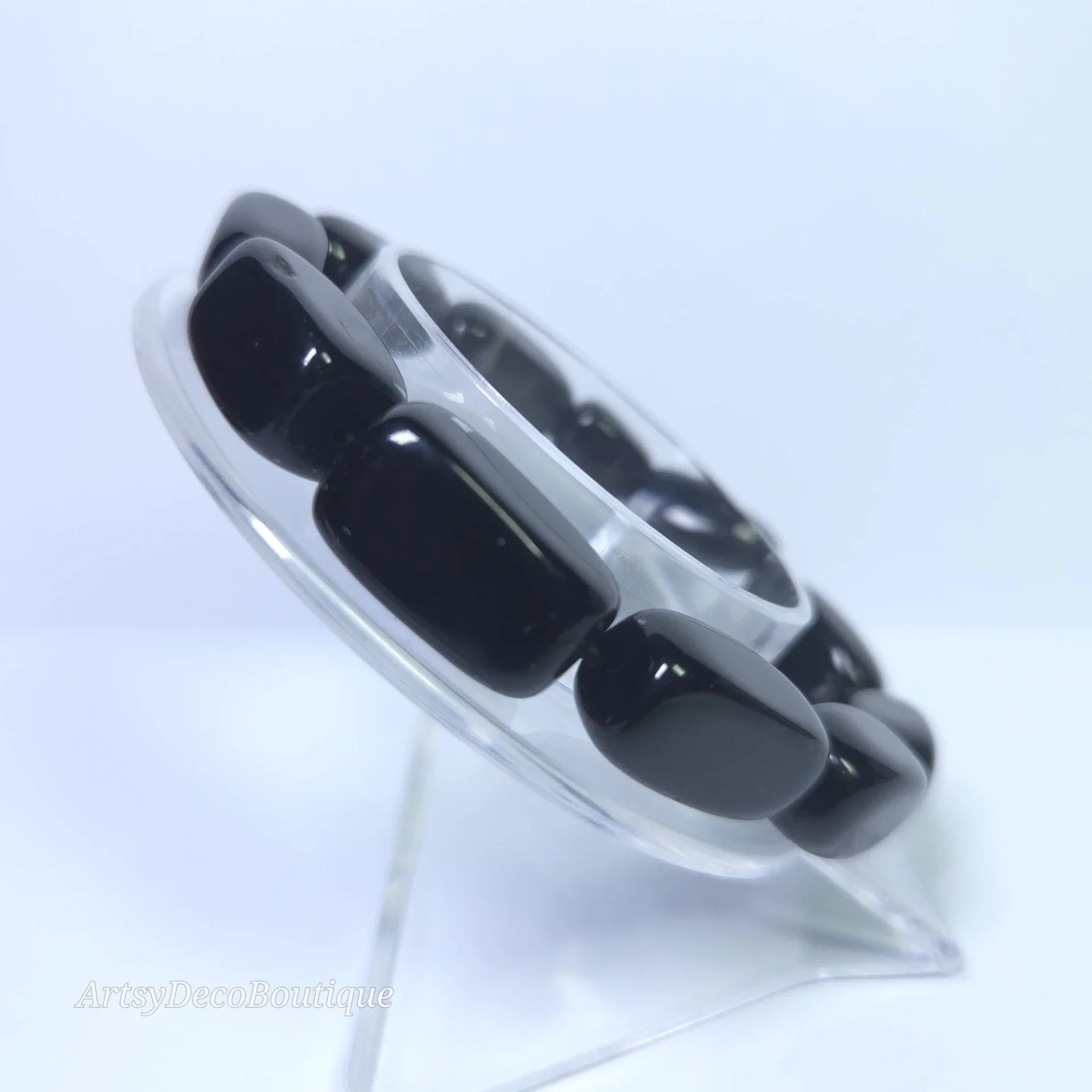 Obsidiaan nugget kogelarmband
