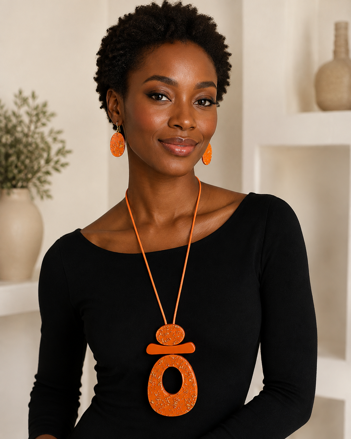 Bold Orange Statement Jewelry Set