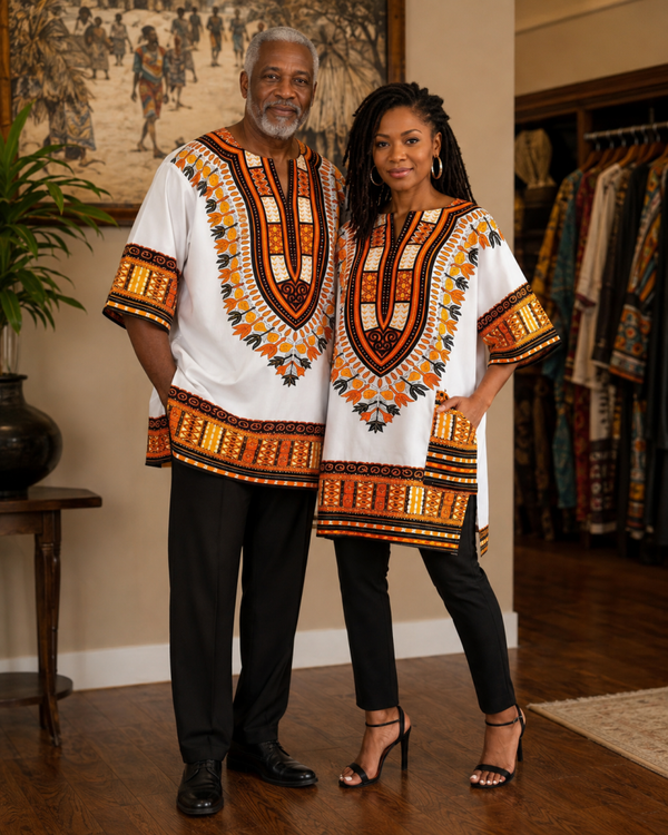 Dashiki Orange Black White