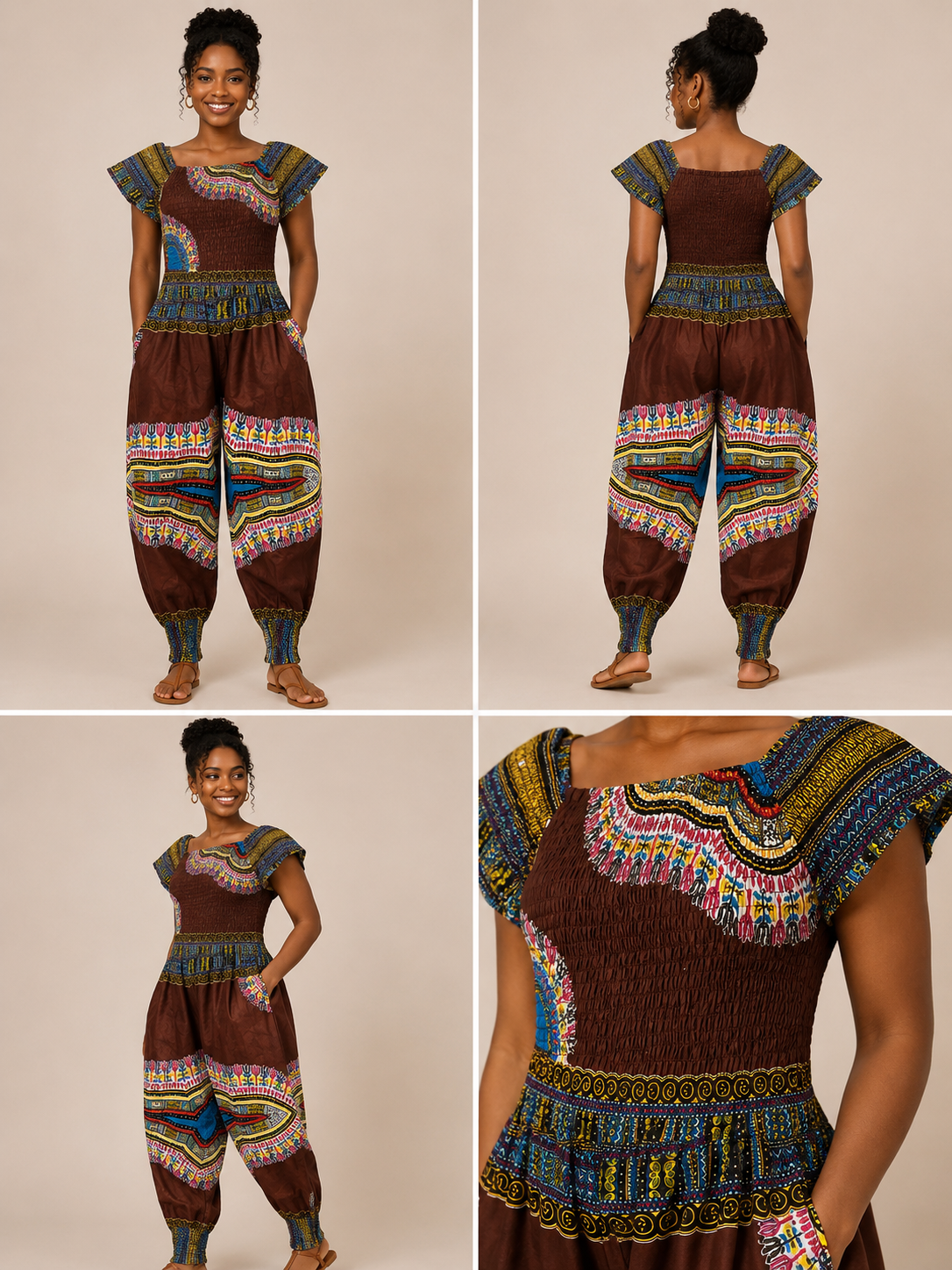 African Jumper with Headwrap - J325 Dark Color
