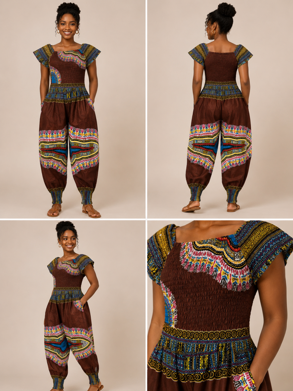 African Jumper with Headwrap - J325 Dark Color