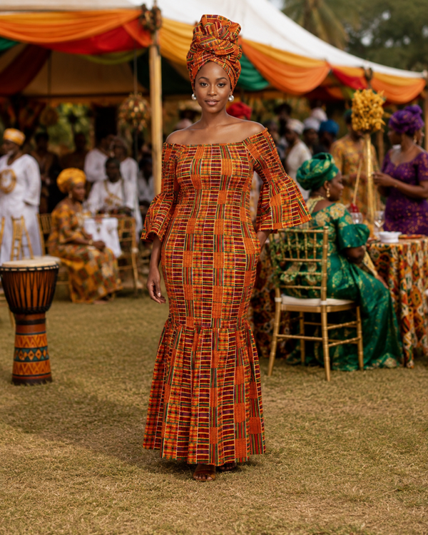 Kente Set Top, Skirt and Headwrap