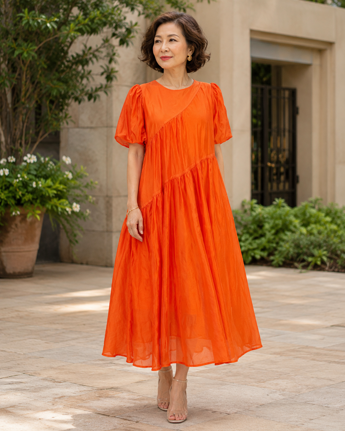 Orange Tiered Dress