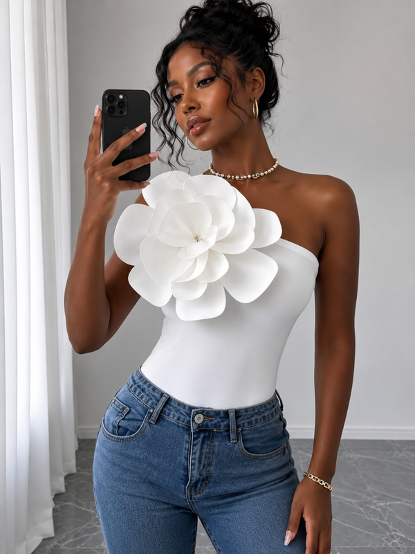 Oversized Floral One-Shoulder Top