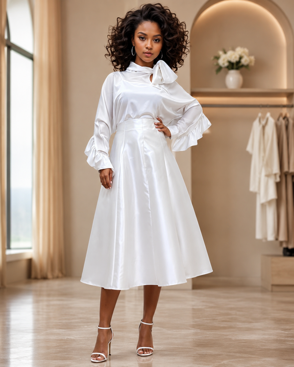 Ruffle Sleeve Back Blouse White